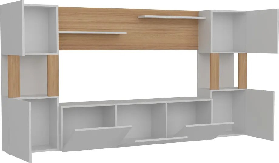 Lore TV-állvány, fehér-teak, 160 cm
