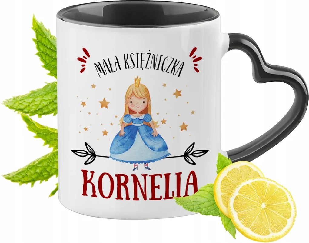 Fekete Bögre Szív Alakú Füllel Kornéliának Ideális Ajándék