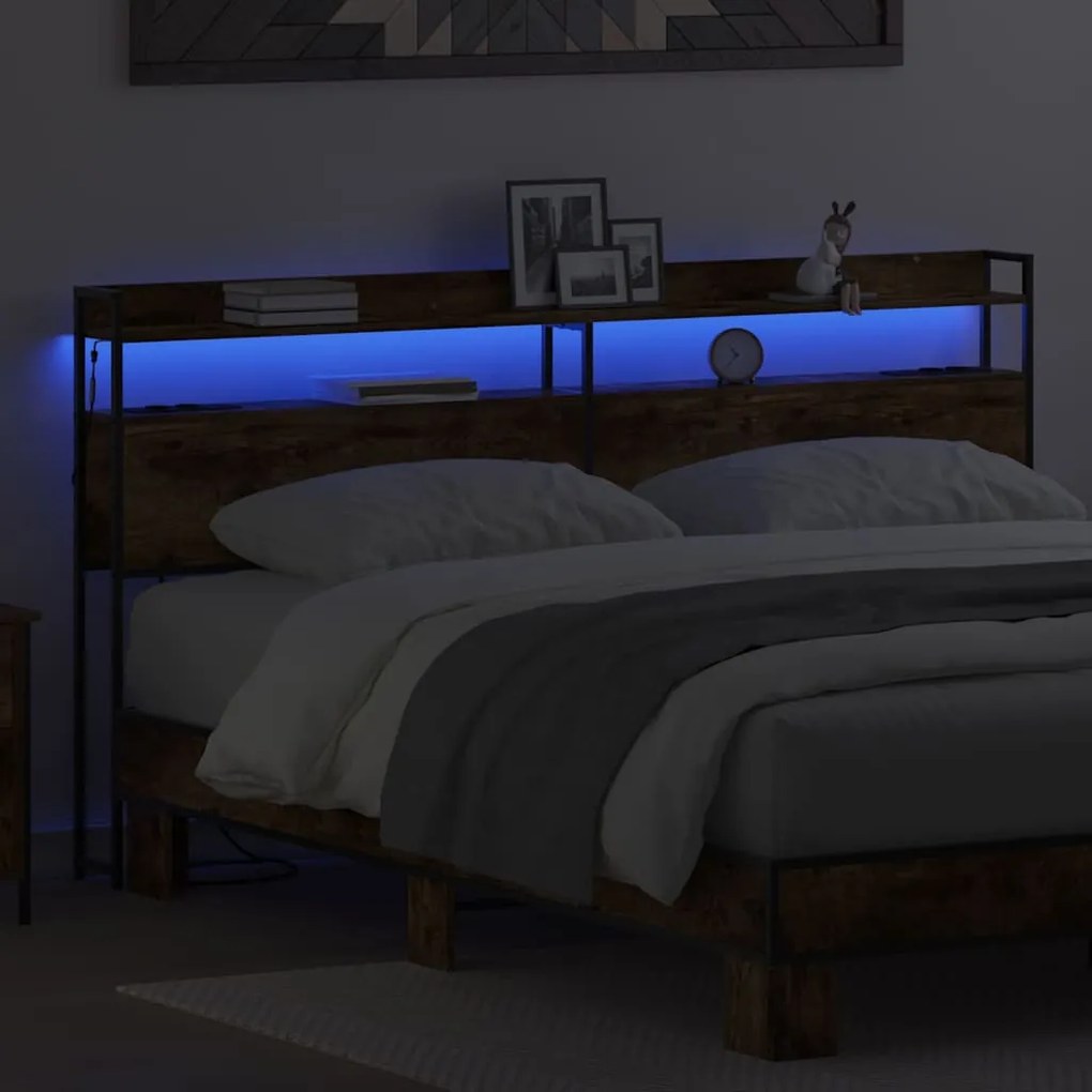 Fejtámla LED -es lámpákkal Füstölt tölgy 180 cm Faanyag