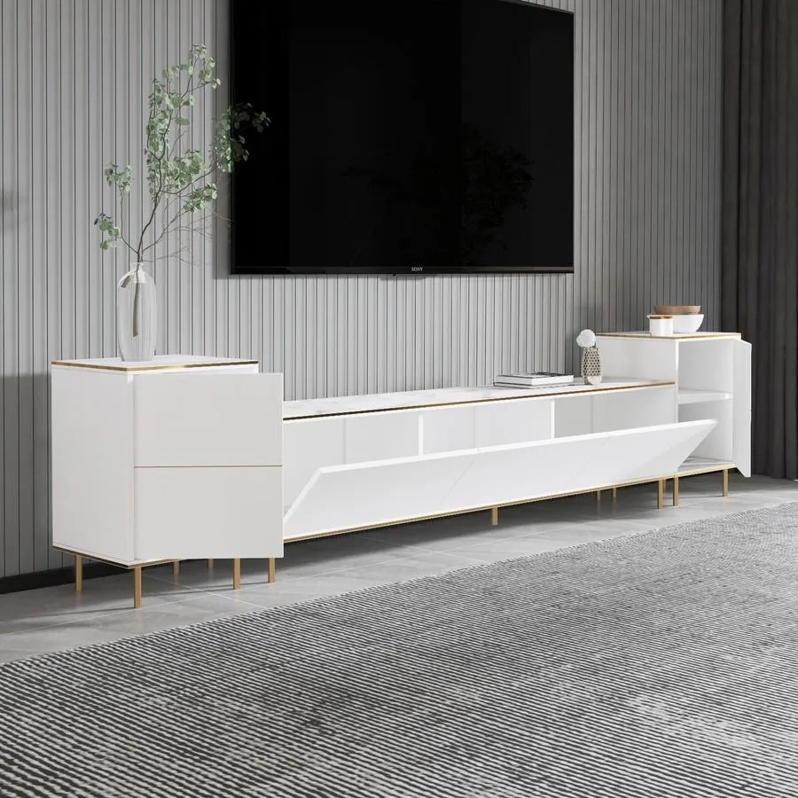 TV szekrény Imaj - Marble, White