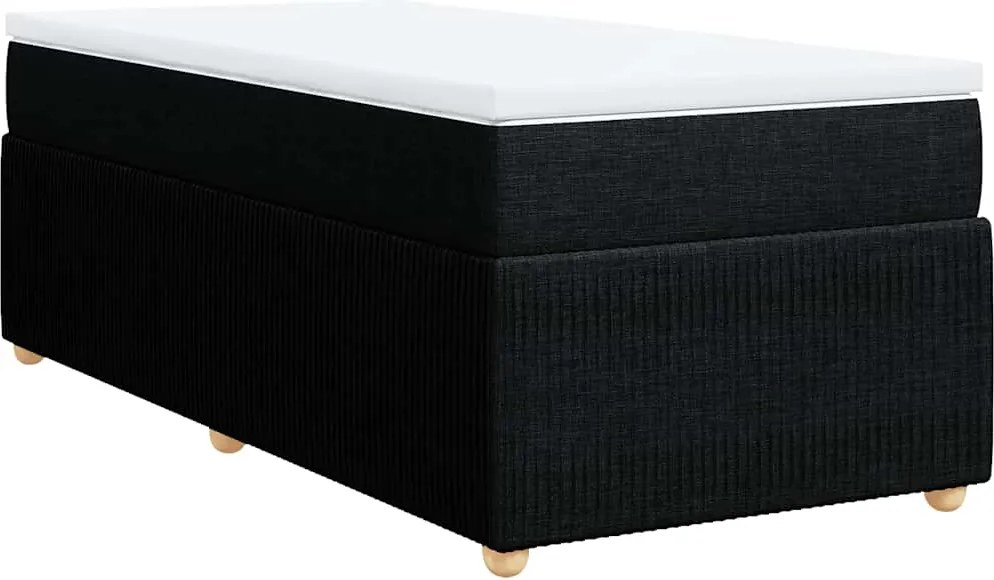 vidaXL fekete szövet rugós ágy matraccal 100 x 200 cm