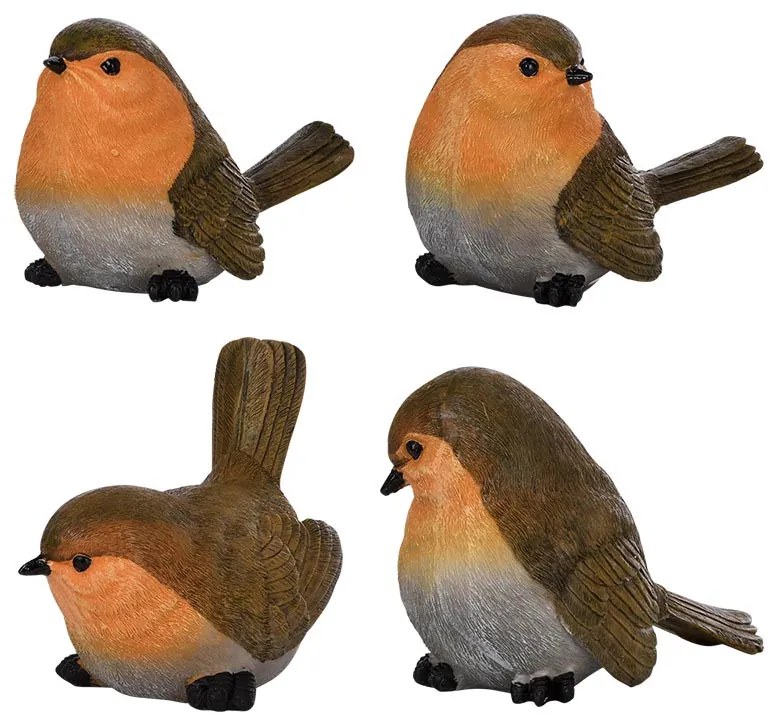 Vörösbegy polyresin szobor, S, A típus, kültéri és beltéri dekorációs kiegészítő