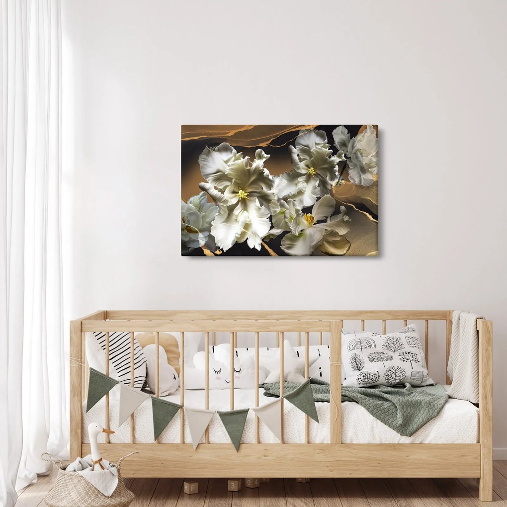 Kép - Orchidea virágok márvány háttérrel (90x60 cm)