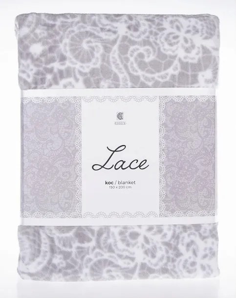 Mikroszálas takaró Lace 150x200 világosszürke csipke mintás