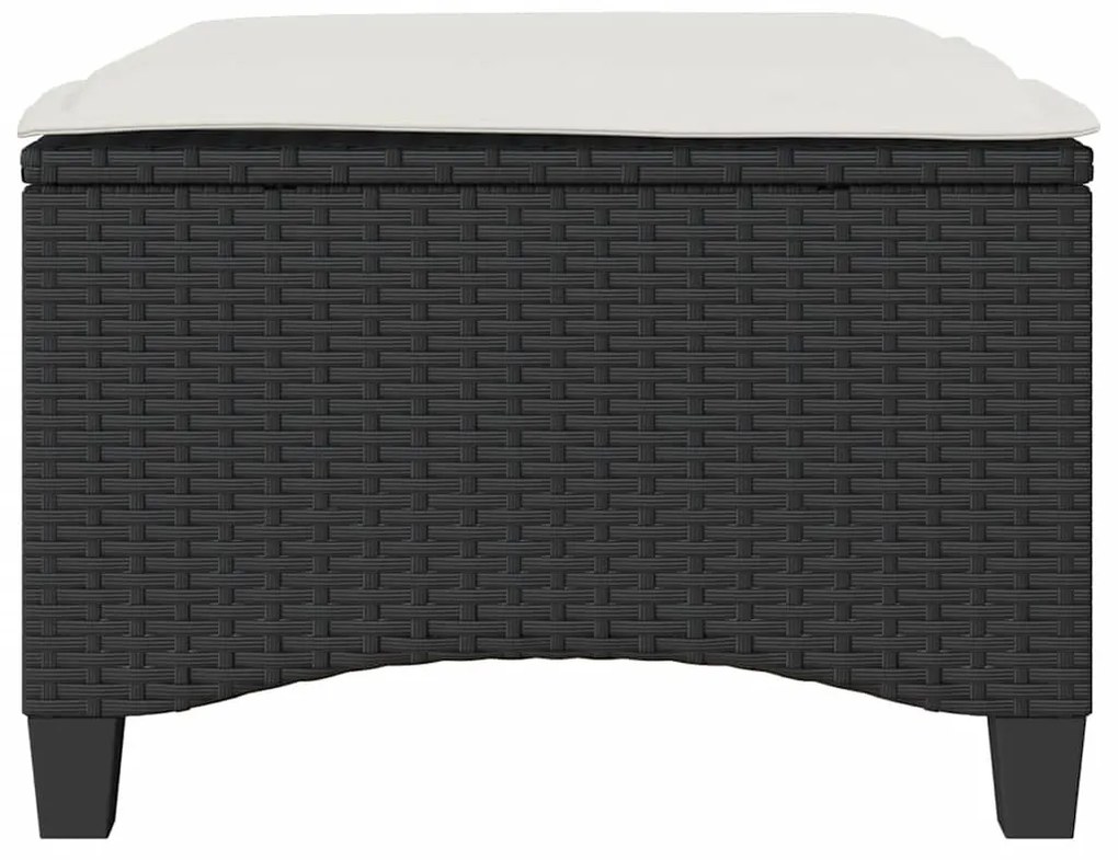 2 db fekete polirattan kerti székek párnákkal 55x55x36 cm