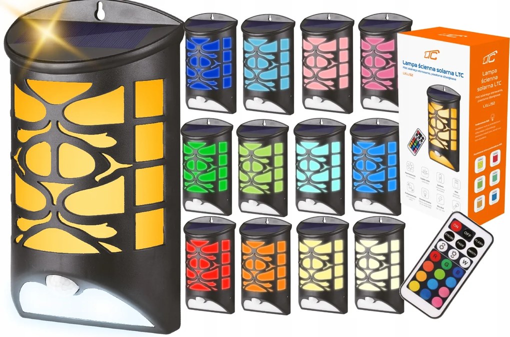 Napelemes Lámpa Homlokzati Fali Lámpa Kerti Fali Lógó Rgb Távirányító