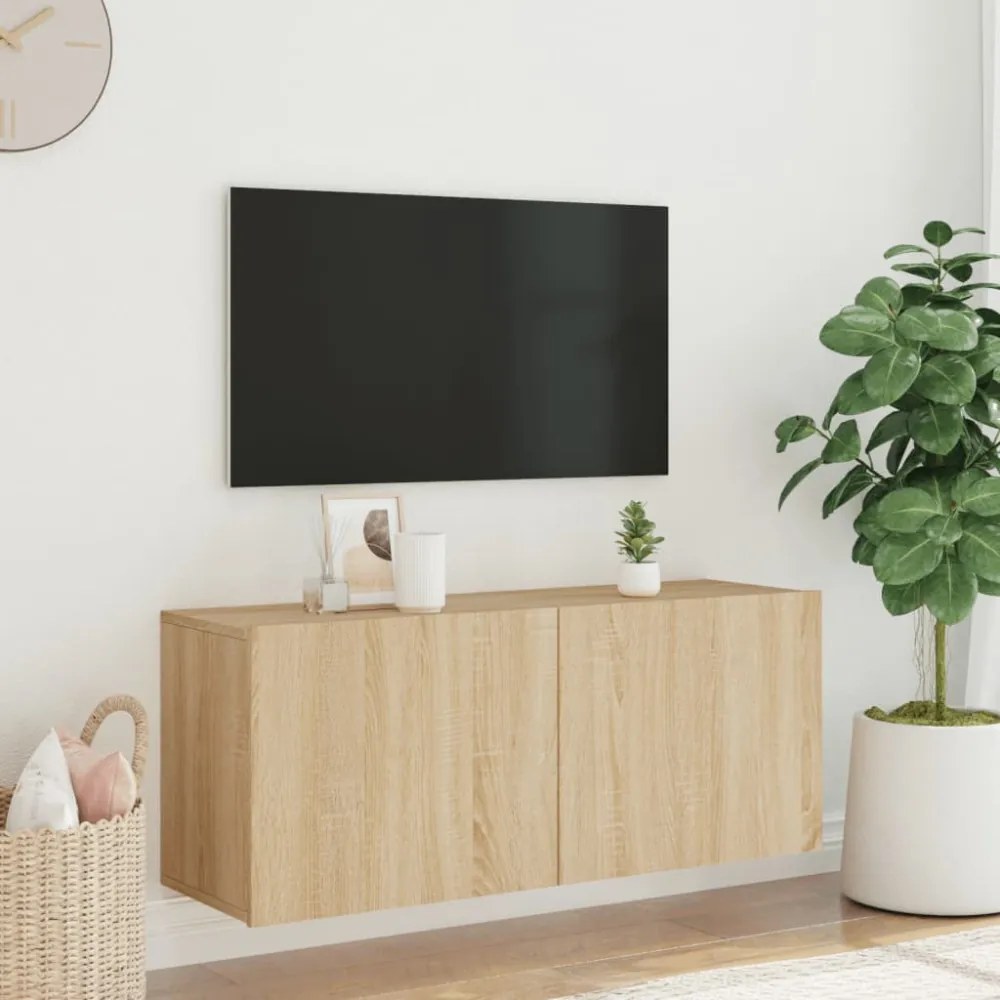 sonoma tölgy színű fali TV-szekrény 100 x 30 x 41 cm