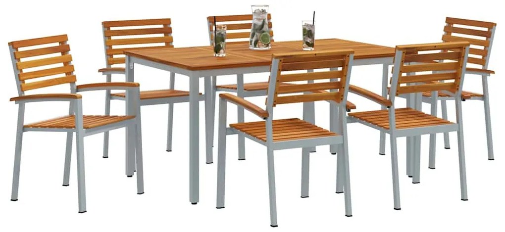 Kert étkező szett 7 pcs Szürke és barna 150 x 90 x 75 cm