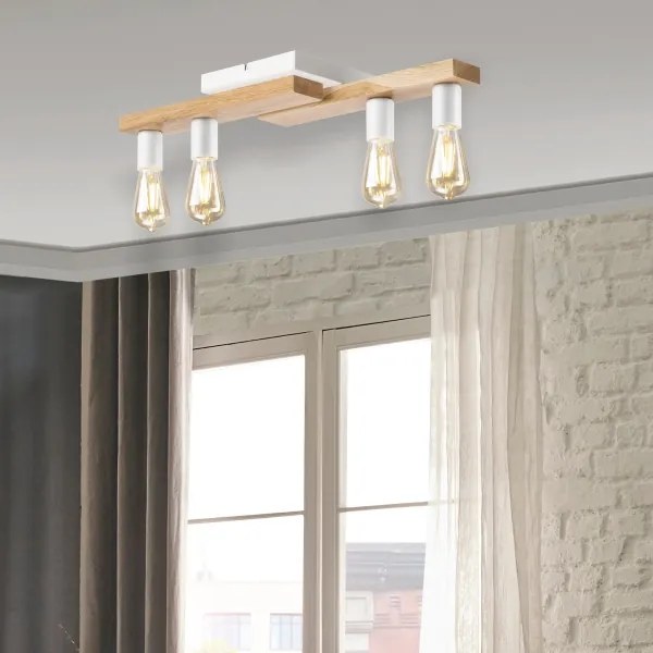 Felületre szerelhető csillár MATTE 4xE27/15W/230V fehér/tölgy