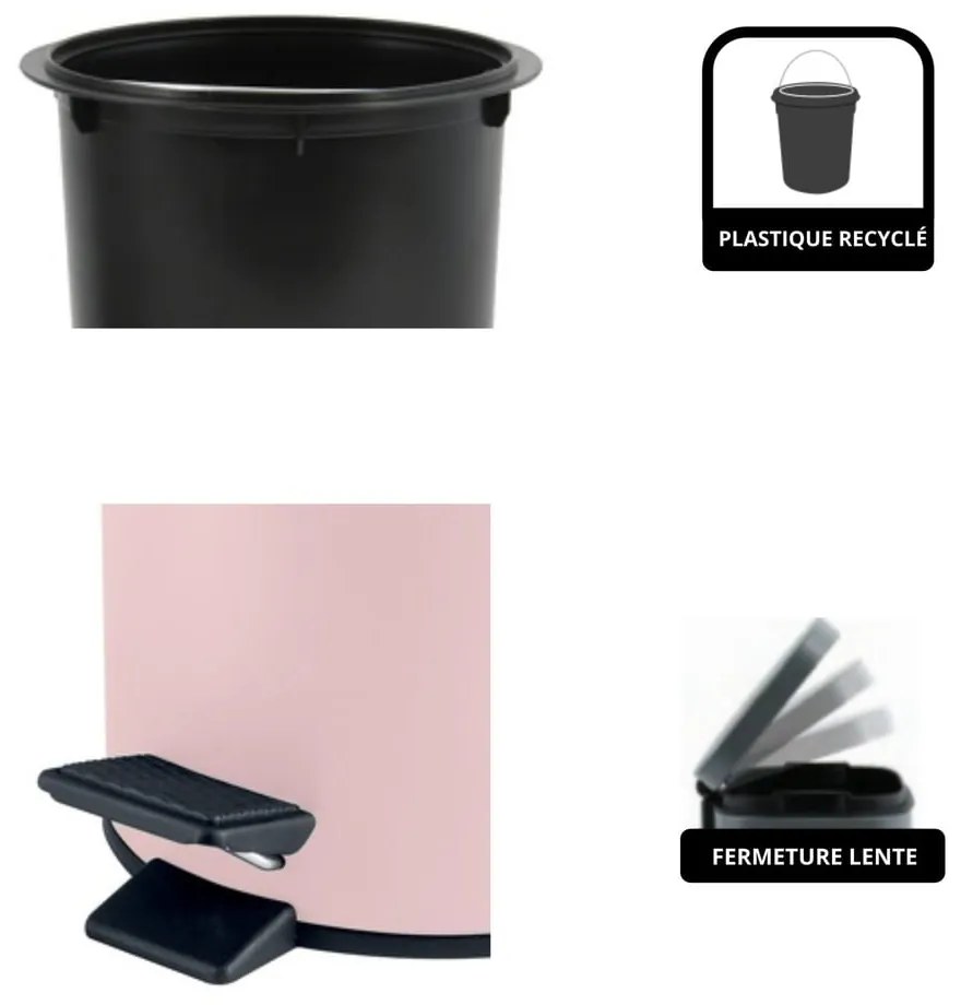 Rózsaszín acél pedálos szemetes 3 l Adelar – Spirella