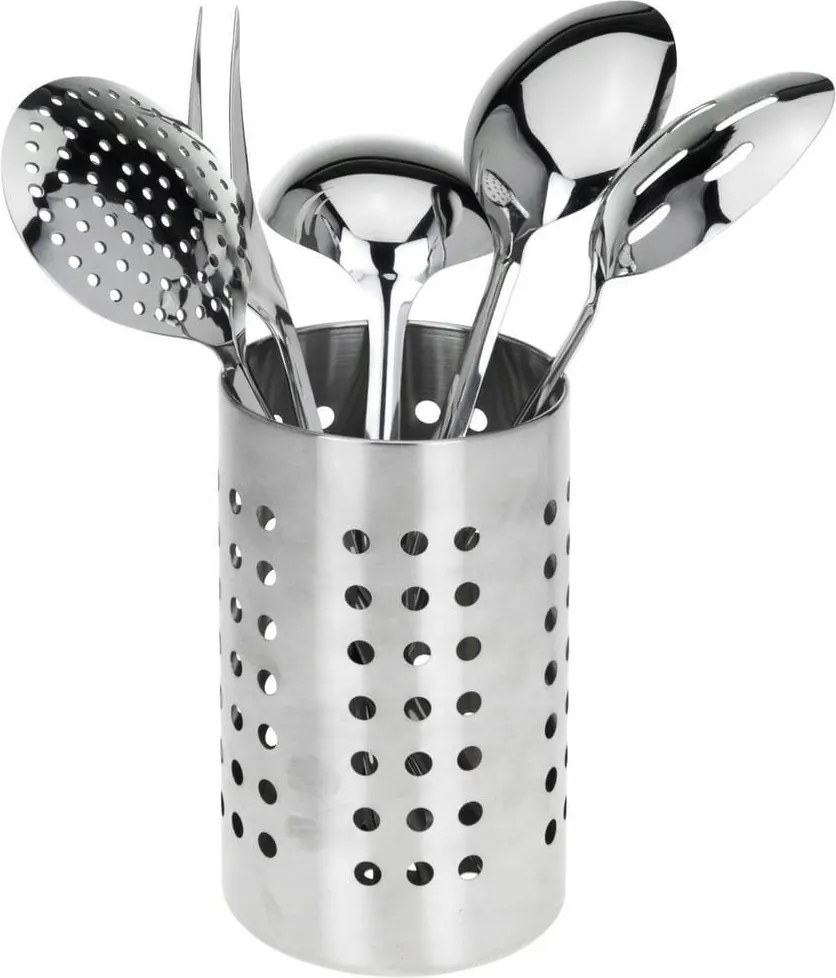 Konyhai edénykészlet állványon acél 6 részes ezüst