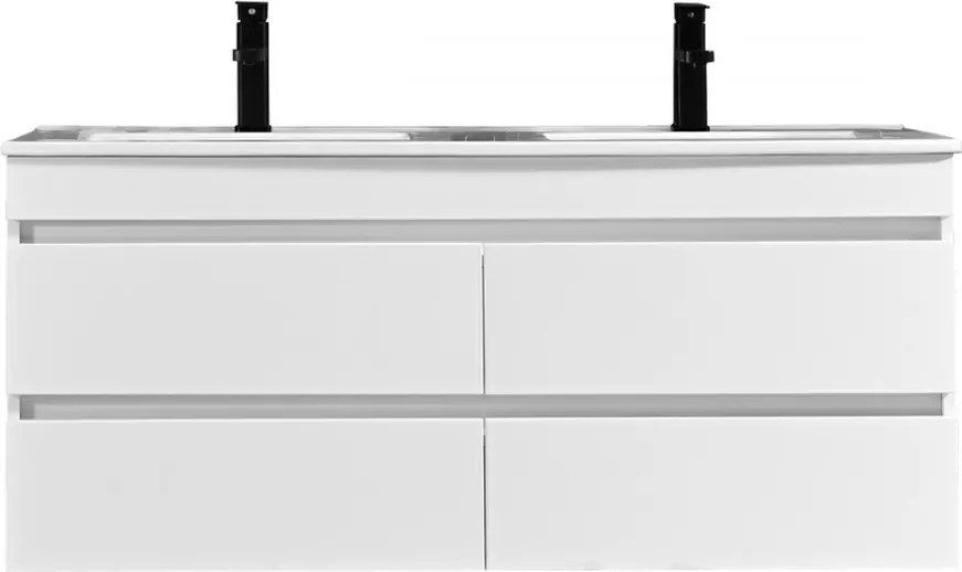 Cube 120 alsó fürdőszobabútor kerámia mosdóval 2 fiókos, magasfényű festett fehér