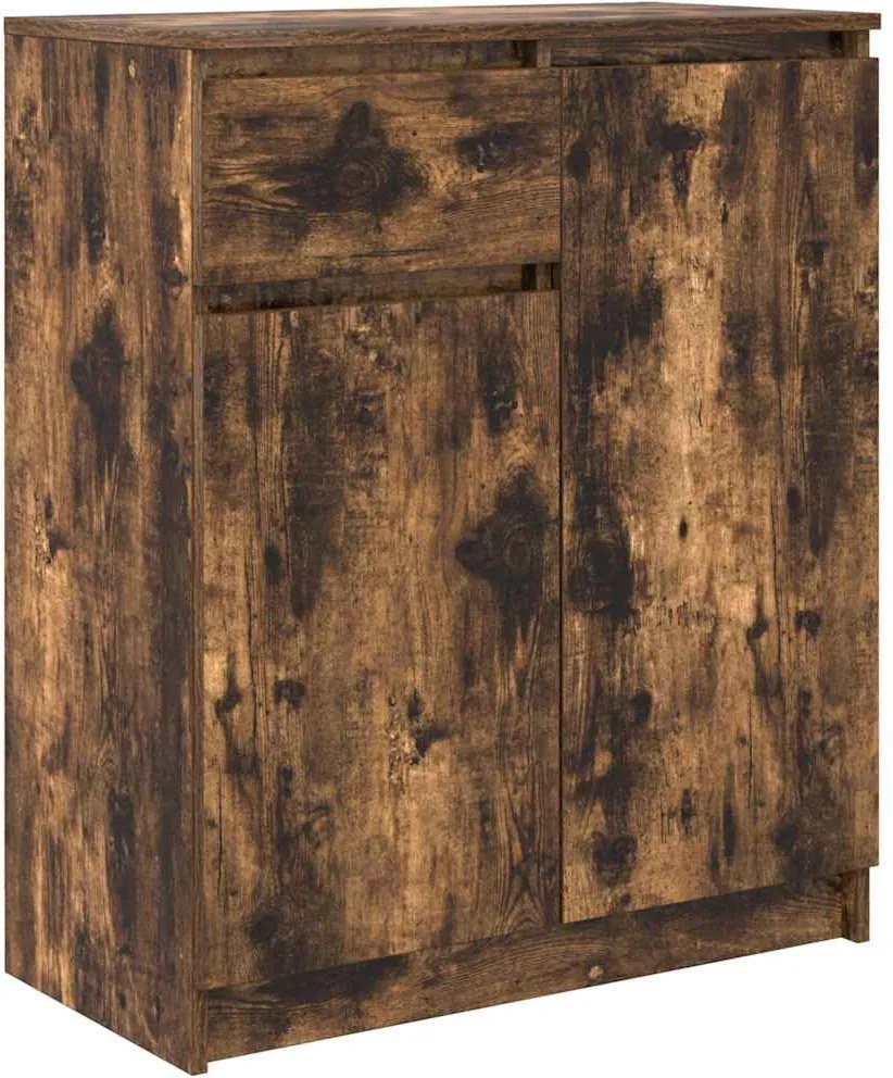 vidaXL füstölt tölgy szerelt fa tálalószekrény fiókos 71x35x84 cm