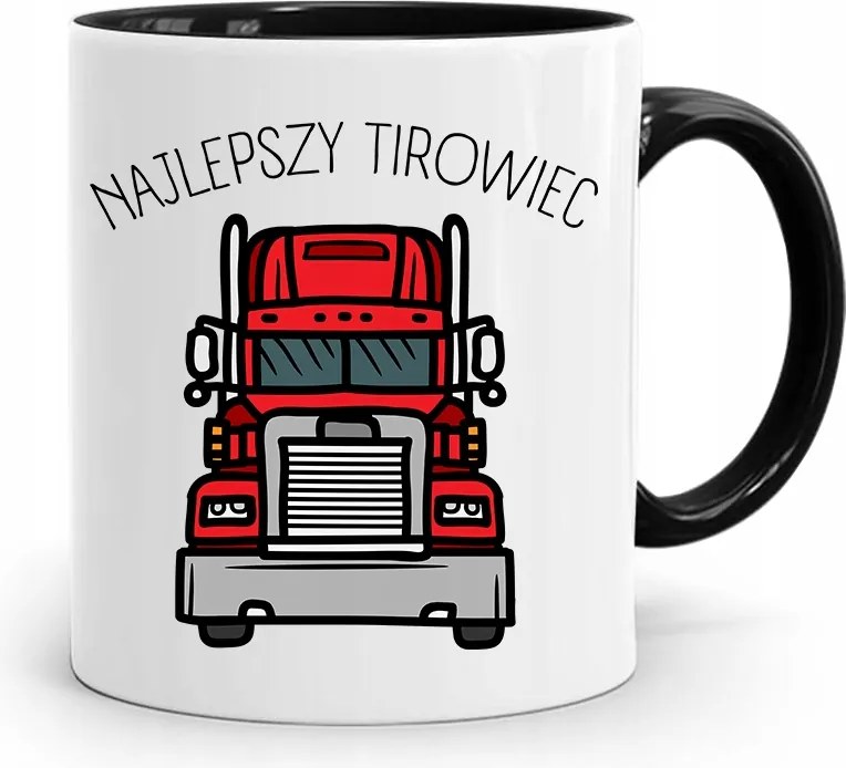 Teherautó Sofőrnek Tira Bögre Fekete Ajándék, fényképes nyomattal