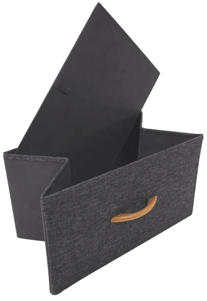 PALMERA szekrény szövet fiókokkal, fekete