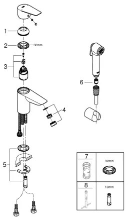 GROHE 23773001 - START EDGE mosdócsaptelep, S méret, fényes króm