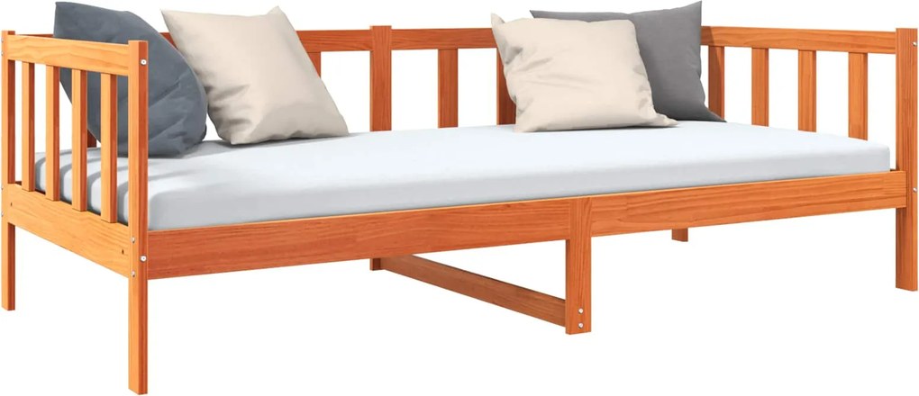 vidaXL Ágykeret fejtámlával Faggyú barna 90 x 190 cm Tömör fenyőfa