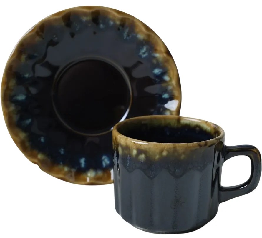 Elementa kőagyag csésze alátéttel 6 db-os szett, 185 ml, sötétkék