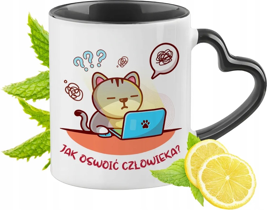 Cica Bögre Fekete Szív Alakú Füllel Ajándék