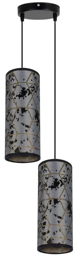 Csillár zsinóron AVALO 2xE27/60W/230V á. 20 cm szürke/fekete