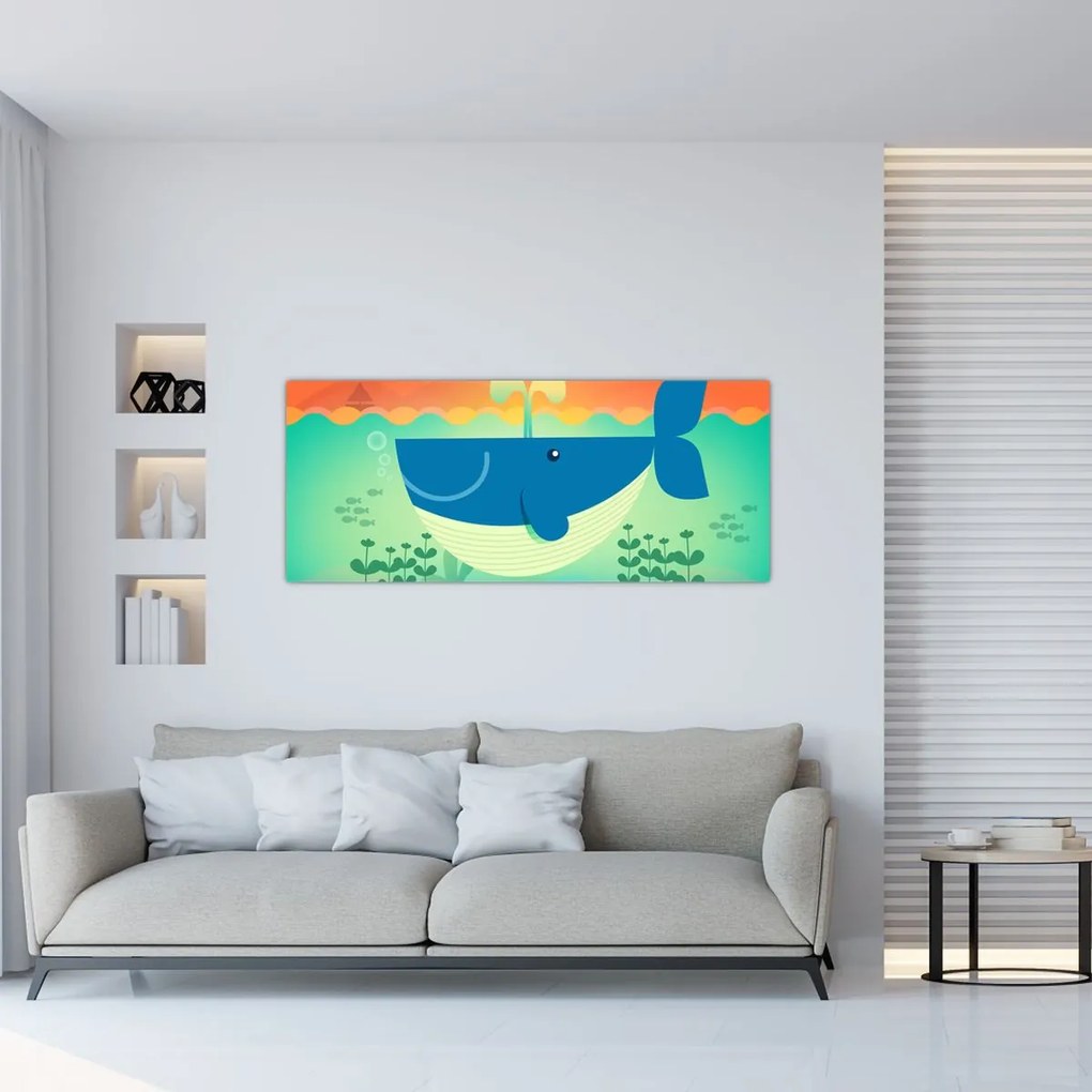 Kép - Vidám bálna a tengerben (120x50 cm)