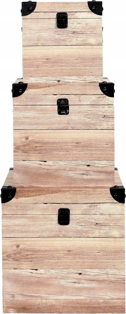 3 db-os fa hatású tárolódoboz szett