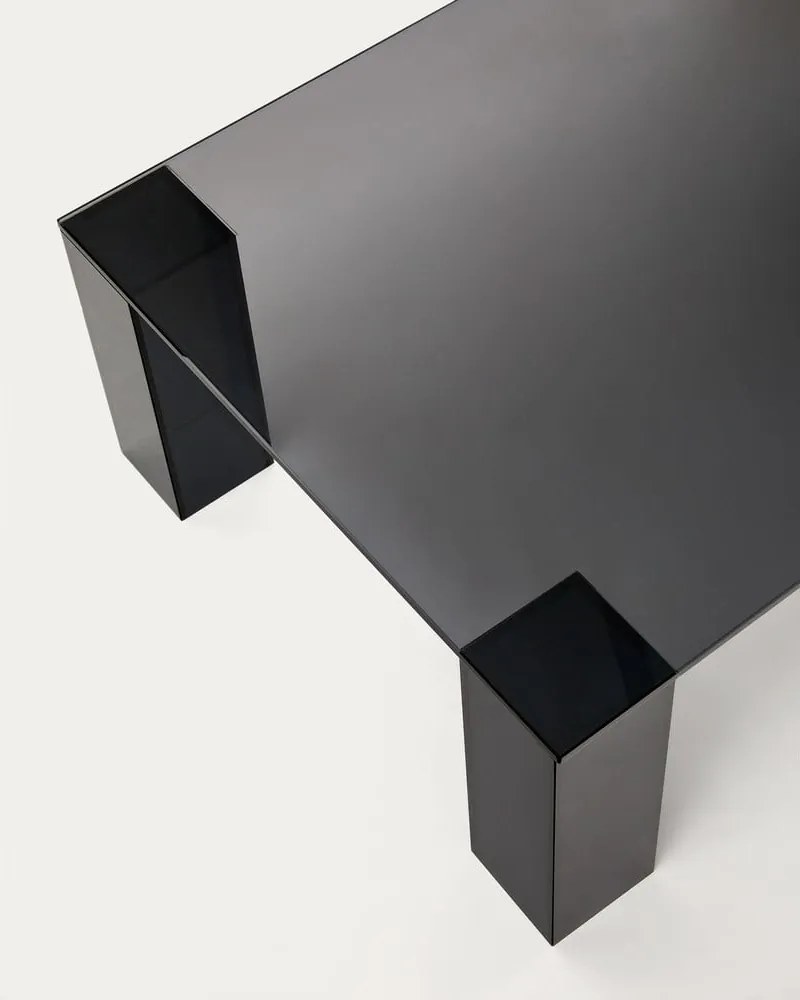 Sötétszürke üveg dohányzóasztal 60x140 cm Adularia – Kave Home