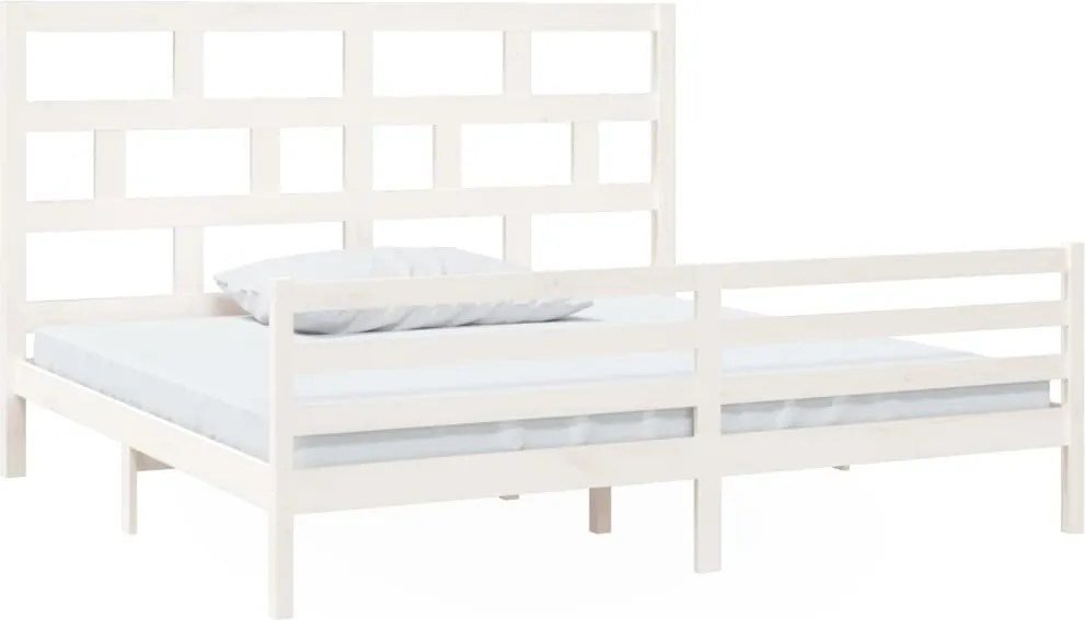 vidaXL fehér tömör fenyőfa ágykeret 200 x 200 cm