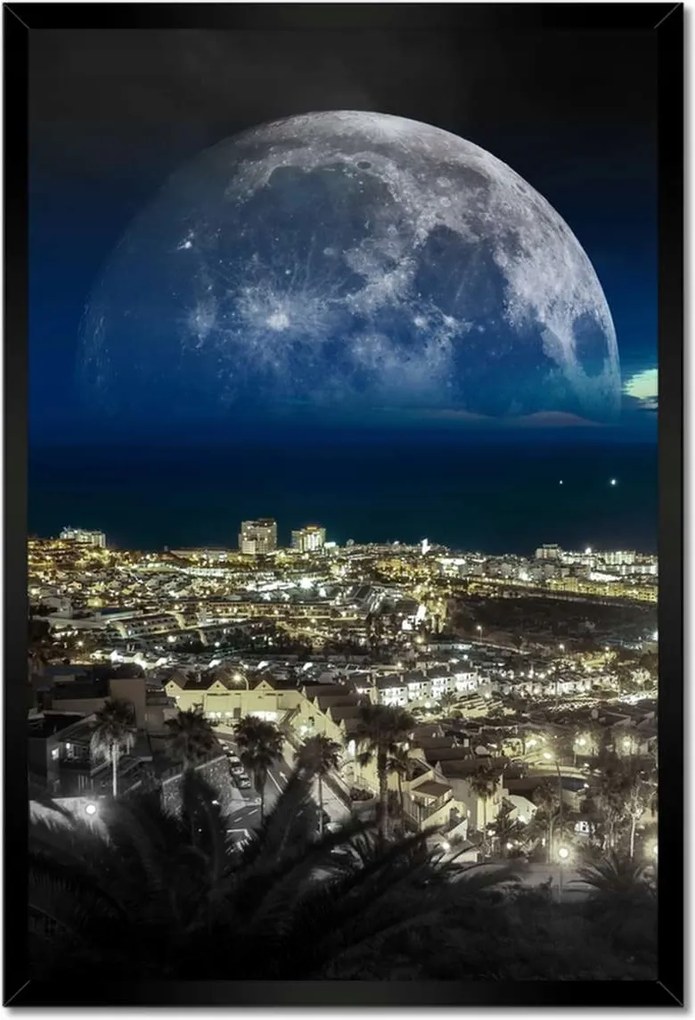 Poszterek keretben 40x60 Hold a város felett Éjszaka