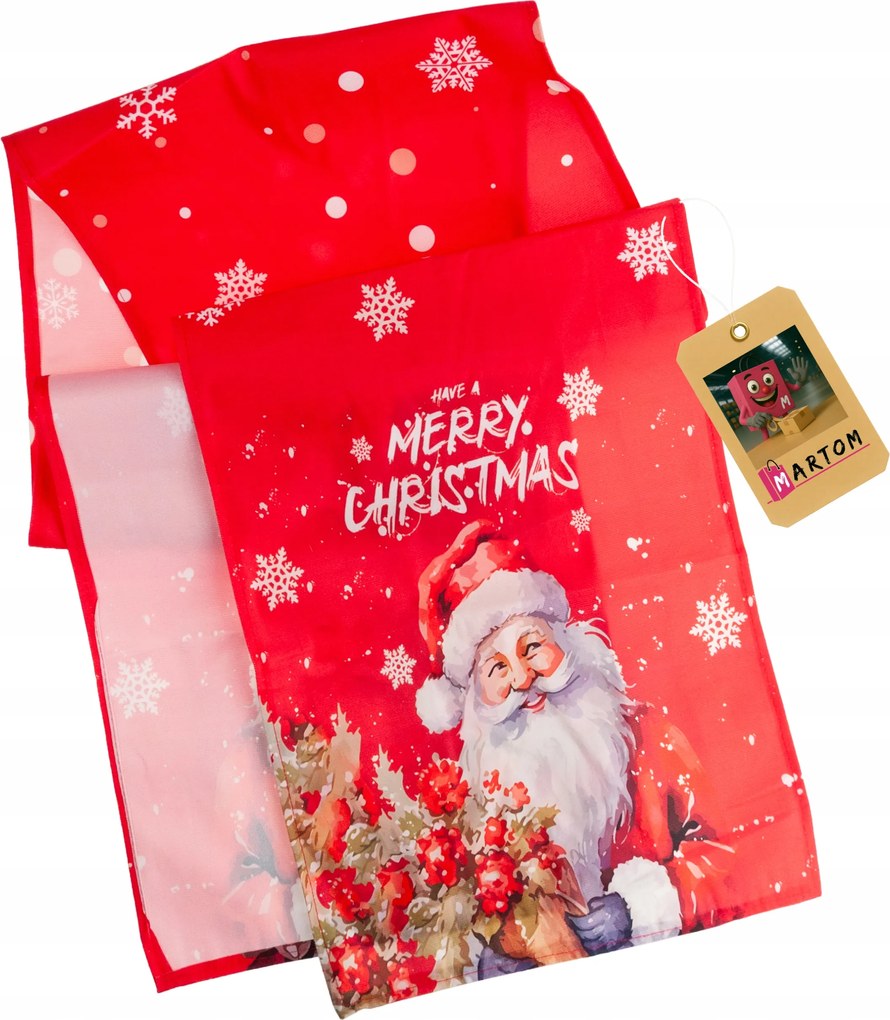 Karácsonyi Futópad Piros Abrosz Velúr Mikulással Asztalra 180x33 cm