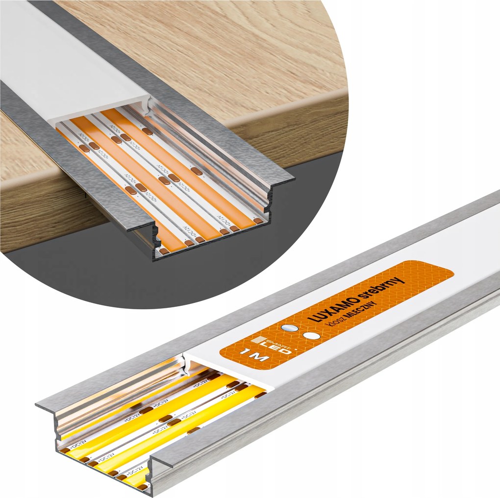 Led profil Alumínium szalaghoz Széles süllyesztett eloxált 3 szalaghoz 1M