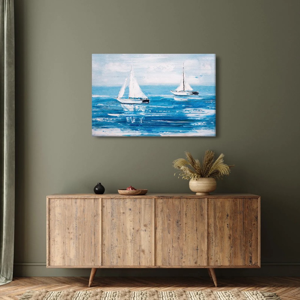 Kép - Egy jacht festése a tengeren (90x60 cm)