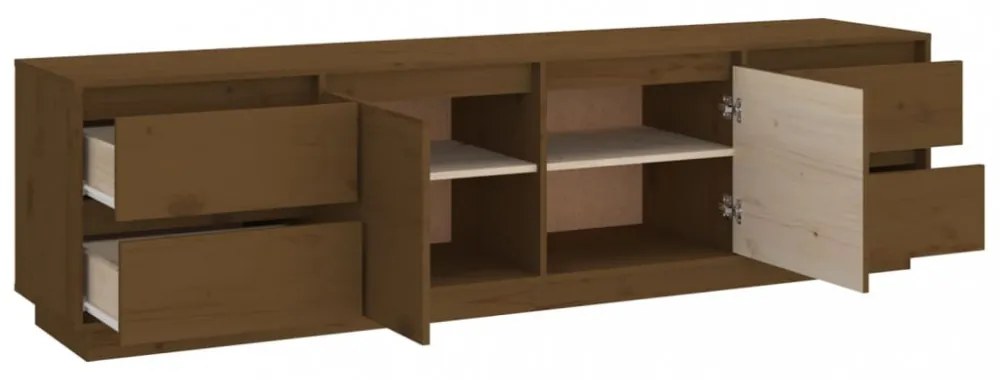 mézbarna tömör fenyőfa TV-szekrény 176x37x47,5 cm