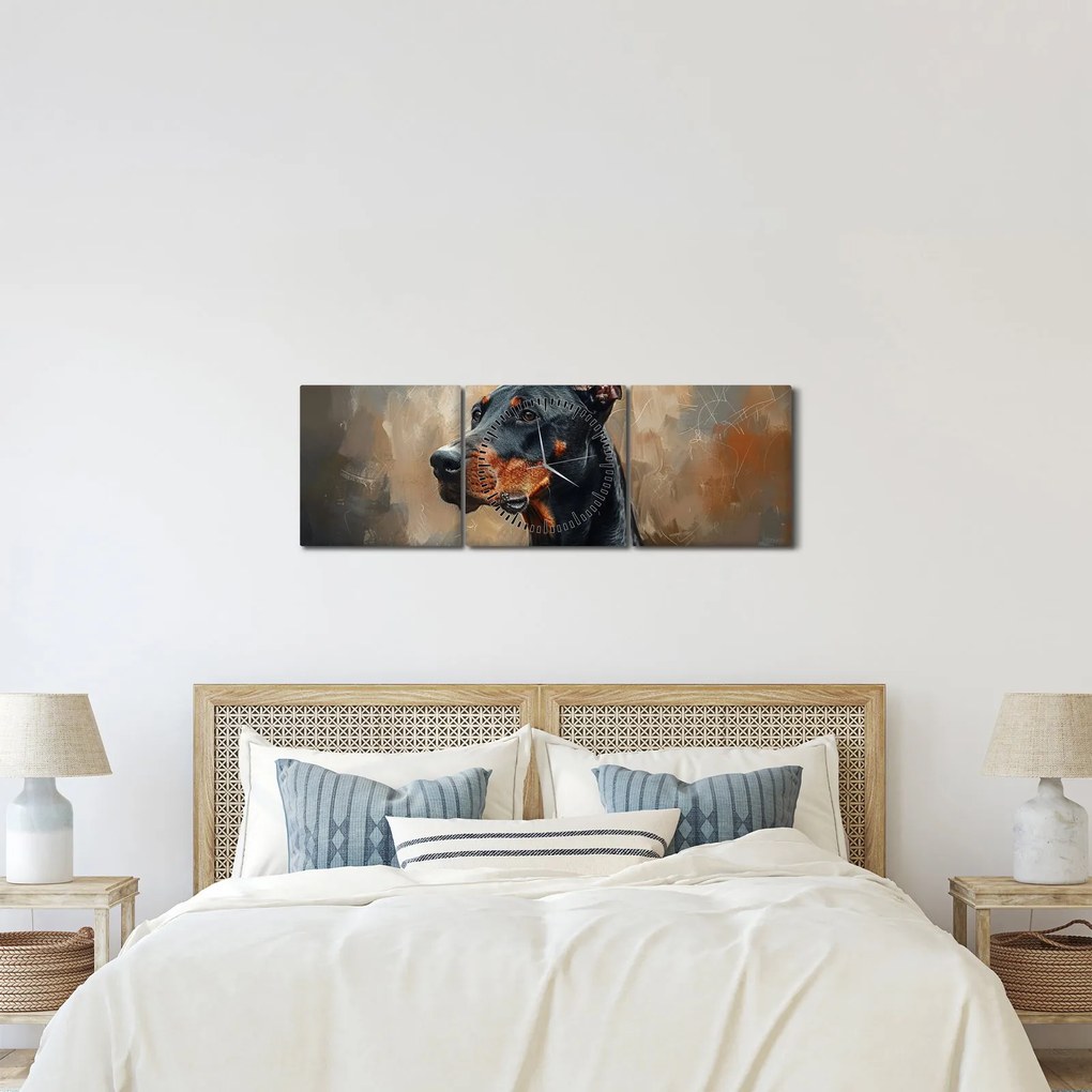 Kép - Dobrman portréja (órával) (90x30 cm)