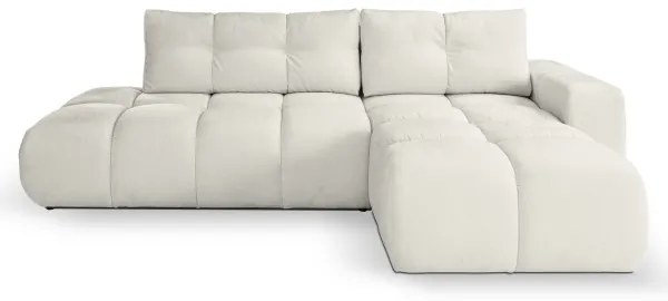 ALMADA kinyitható, jobb oldali L alakú kárpitozott sarokülőgarnitúra tárolóval, bézs