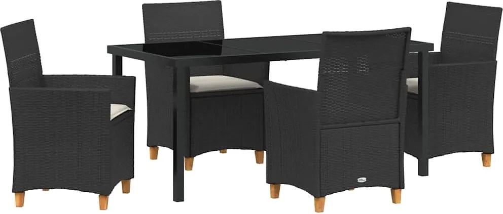 vidaXL Kert étkező szett 5 pcs Fekete polirattan