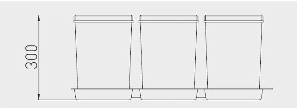 Hulladékgyűjtő GTV Multino 800, szelektív, utólag behelyezhető, 2*15+2*7 L edénnyel, fedéllel, tárolókkal