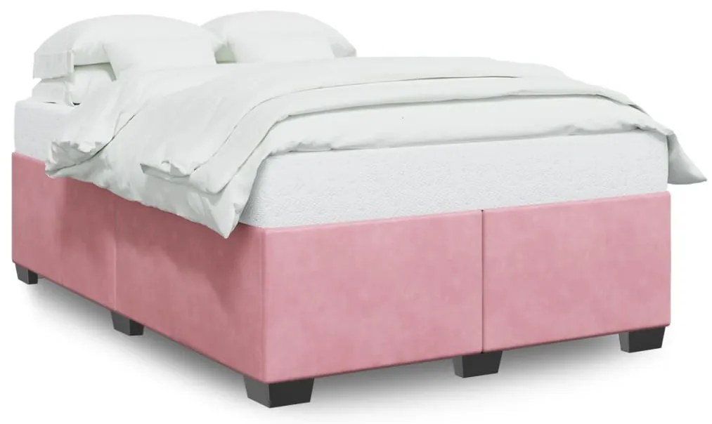 rózsaszín bársony ágykeret 140 x 190 cm