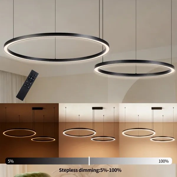 Brilagi - LED fényerőszabályozható kábeles csillár PORTOFINO LED/98W/230V fekete + távirányítóval