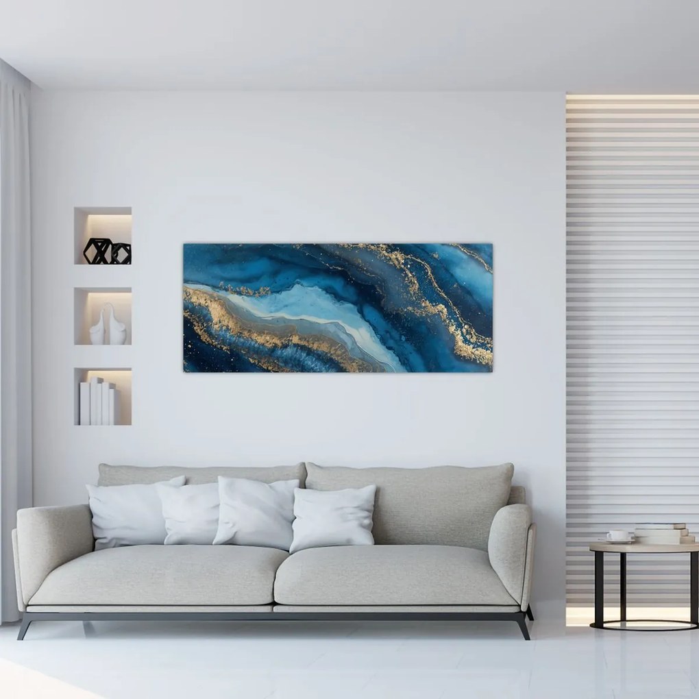 Kép - Kék márvány absztrakció (120x50 cm)