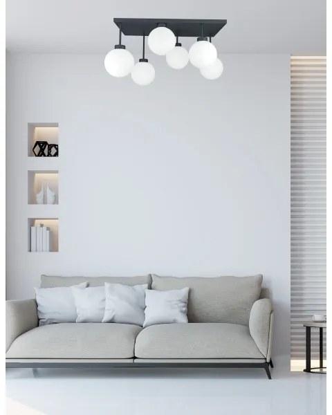 Felületre szerelhető csillár DEA 6xE14/60W/230V fekete/fehér