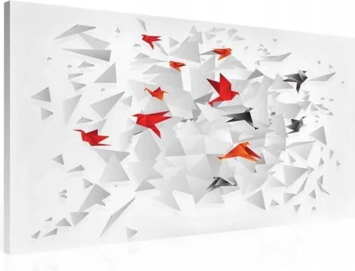 Vászonkép 80x60 Dinamika mozgás repülés fragmentáció geometria absztrakt fehér madarak