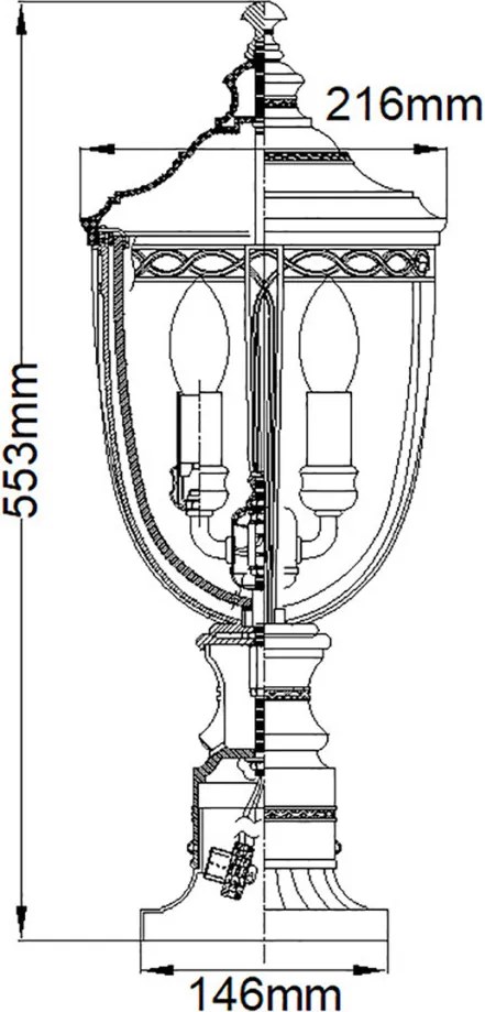 ELSTEAD FE-EB3-M-BRB ENGLISH BRIDLE Klasszikus Kültéri Állólámpa Antik Bronz, Átlátszó E14 IP44