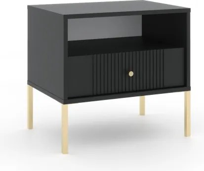 Éjjeliszekrény fekete színben arany fogantyúkkal – ISEO IS06