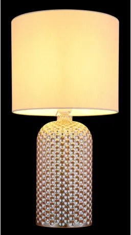 Globo 21735CH Asztali lámpa, üveg pezsgő színű, textil pezsgő színű, kábel PVC fehér, billenőkapcsoló a kábelen, ø: 265mm, M: 500mm, kábel hossza 1300mm, 1x E27 60W 230V izzó nélkül