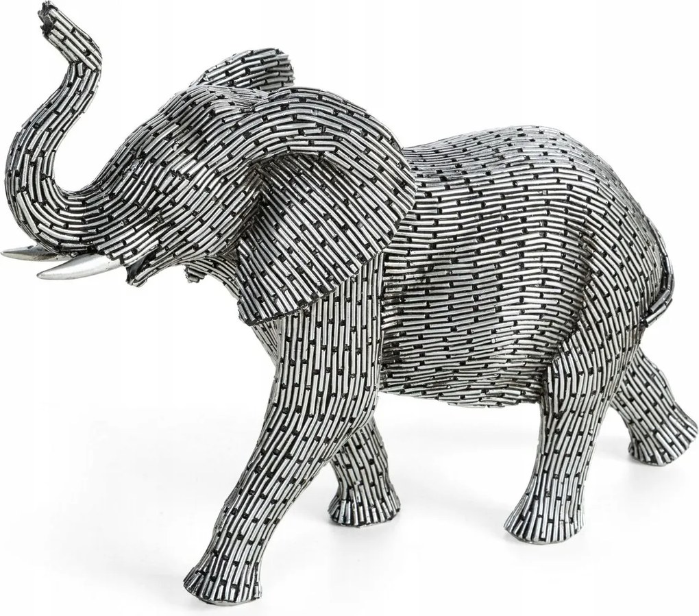 Poliészter műgyanta figura Elefánt 27 x 10 x 21 cm ezüst