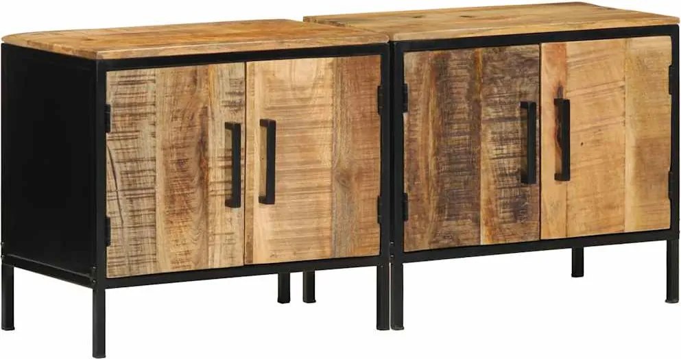 vidaXL Éjjeliszekrény 2 pcs Barna és fekete 50 x 30 x 45 cm