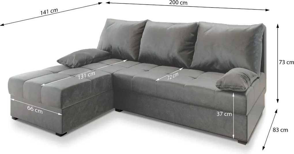 AKCIÓ Sötétzöld kihúzható sarokkanapé ZENA, mindkét oldalas II. osztályú