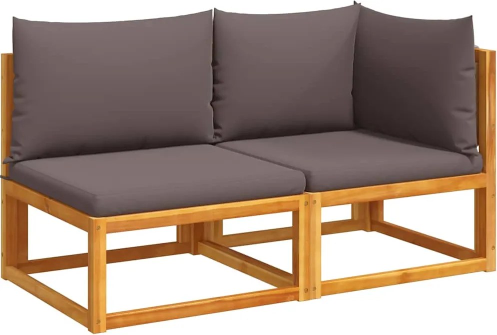 vidaXL kétszemélyes akácfa és kötél kerti kanapé párnákkal