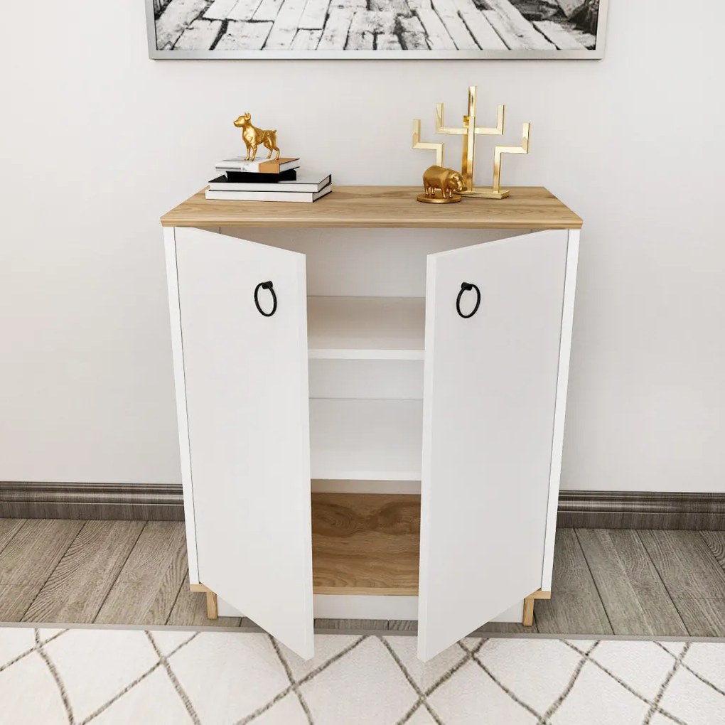 Nüanse komód, tölgy-fehér, 72 cm